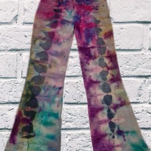 Upcycled multicolor tie dye jeans